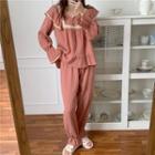 Bell-sleeve Midi Sleep Dress / Sleep Top / Lounge Pants / Set
