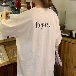 Lettering Short-sleeve T-shirt Light Almond - One Size
