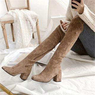 Chunky-heel Knee-high Boots In 2 Designs