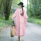 Striped Long-sleeve Midi Linen Dress