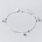 925 Sterling Silver Caged Rhinestone Anklet S925 Silver - As Shown In Figure - One Size