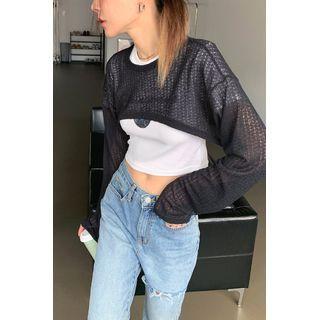 Extra Long-sleeve Sheer Bolero Top