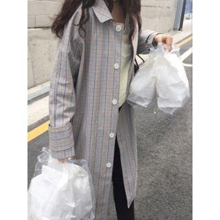 Single-breasted Checked Trench Coat