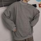 Plain Oversize Fleece-lined Pullover