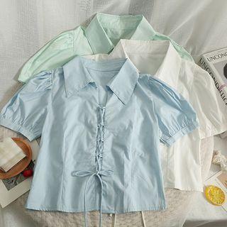 Slim-fit Lace-up Crop Shirt