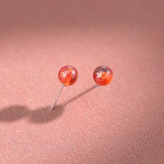 Gemstone Bead Stud Earring 1 Pair - Gemstone Bead Stud Earring - One Size