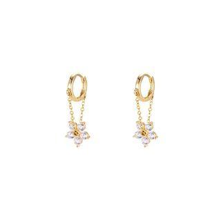 Flower Rhinestone Alloy Dangle Earring Dangle Earring - Gold - One Size