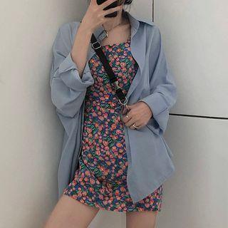 Shirt / Spaghetti Strap Floral Print A-line Dress