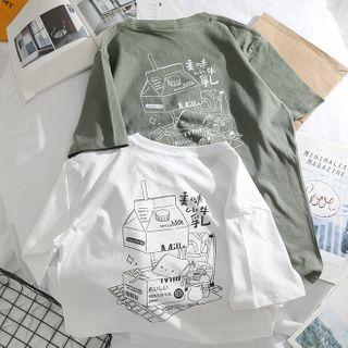 Cartoon Milk Print Short-sleeve T-shirt