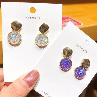 Faux Crystal Disc Dangle Earring