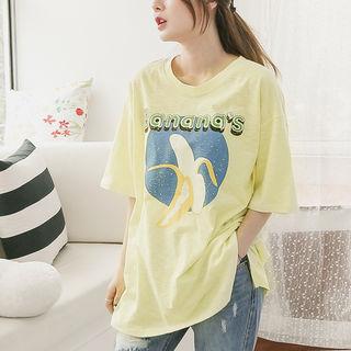 Lettering Banana Print T-shirt