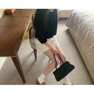 [dearest] Raglan Smocked-neck Blouse (black) One Size