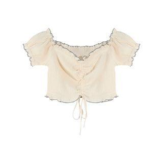 Strappy Camisole Top / Short-sleeve Frill Trim Crop Top