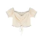 Strappy Camisole Top / Short-sleeve Frill Trim Crop Top