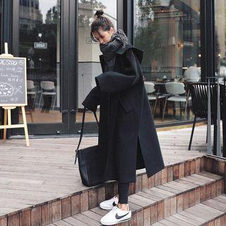 Slit-side Hooded Oversized Coat