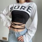 Set: Long-sleeve Lettering Top + Halter Top