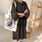 3/4-sleeve Hooded Midi T-shirt Dress