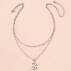 Dollar Sign Pendant Layered Necklace Silver - One Size