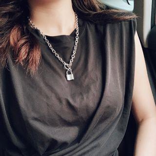 Alloy Padlock Pendant Necklace Silver - One Size