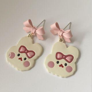 Rabbit Sterling Silver Ear Stud / Clip On Earring