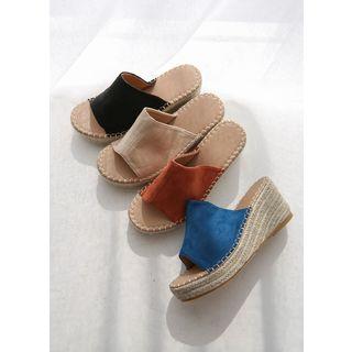 Stitched Wedge-heel Slide Sandals