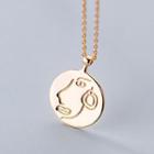 925 Sterling Silver Face Disc Necklace As Shown In Figure - One Size