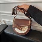 Embroidered Faux Leather Saddle Crossbody Bag