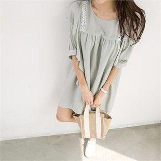 Lace-trim Ruffled Mini Dress