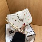 Floral Embroidered Chain Crossbody Bag