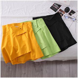 Plain A-line Zip Mini Skirt