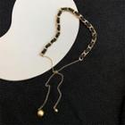 Bead Pendant Velvet Alloy Choker 1 Pc - Gold - One Size