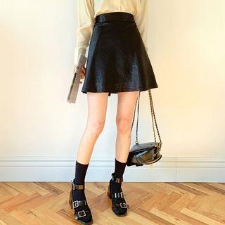 Satin Flared Miniskirt