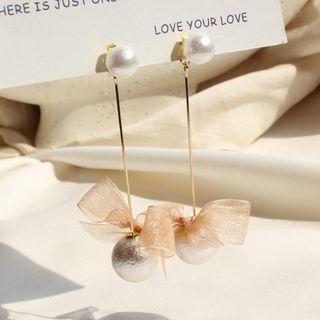 Faux Pearl Bow Dangle Earring 1 Pair - As Shown In Figure - One Size