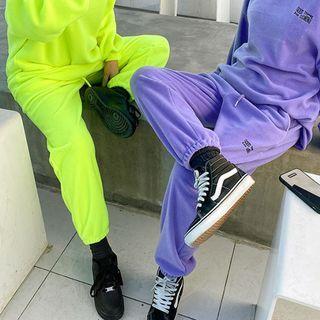 Plus Size Embroidered Fleece Jogger Pants