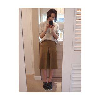 Faux-suede Midi Skirt