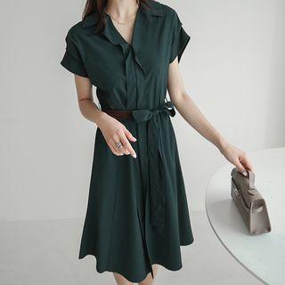 Shirtdress With Woven Sash