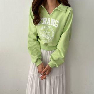 Open-placket Letter Sweatshirt