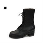 Genuine Leather Zip-side Mid-calf Boots