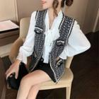 Plaid Knit Vest Black - One Size