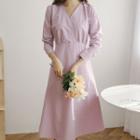 Tie-waist Flared Long Wrap Dress