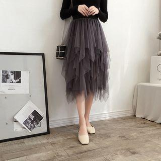 Sheer Overlay A-line Skirt