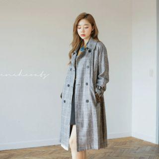 Glen-plaid Wool-blend Trench Coat
