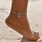Starfish Turquoise Bead Anklet As Shown In Figure - One Size
