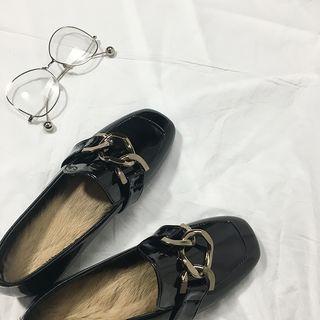Square-toe Chain-detail Loafers