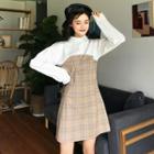 Mock Two Piece Shirt Dress As Shown In Figure - One Size