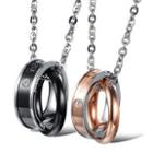 Couple Rhinestone Titanium Steel Ring Necklace
