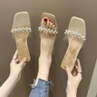 Faux Pearl Block-heel Sandals