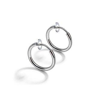 Simple Fashion Geometric Circle 316l Stainless Steel Stud Earrings Silver - One Size