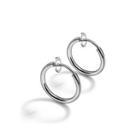 Simple Fashion Geometric Circle 316l Stainless Steel Stud Earrings Silver - One Size