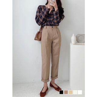 Pleated Cotton Baggy Pants